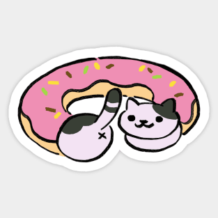 kitty collector speckles and spots doing the long cat in a pink donut tunnel Sticker